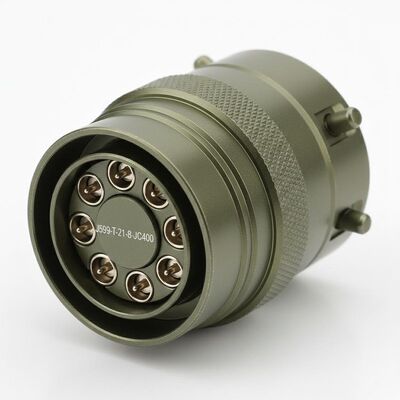알루미늄 MIL DTL 38999 8 핀의 사용자 정의 원형 연결기 RF 연락처에 적용됩니다.J599-T-21-8-JC400