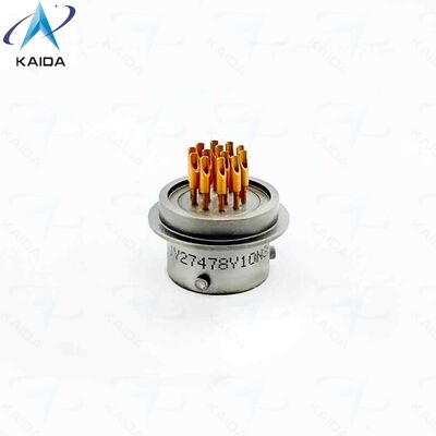 MIL-DTL-38999 시리즈 II 커넥터의 밀폐형 리셉터클. 스테인리스 스틸 패시베이션 니켈 도금. MS27478Y10N35PN.